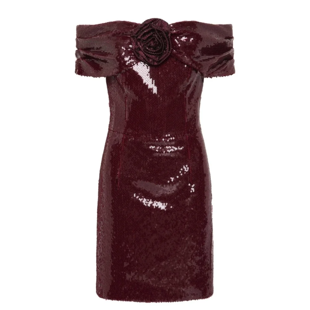 Rebecca Vallance X Nicky Hilton 4 Burgundy Sequin Mini Dress Celebrity formal